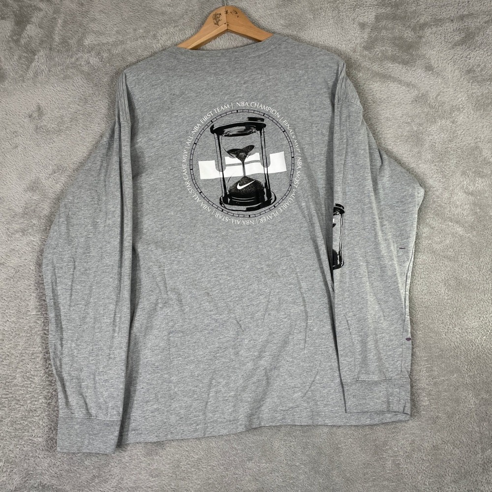 Nike LeBron James Shirt Mens Large Gray Hourglass Graphic Long Sleeve Basketball